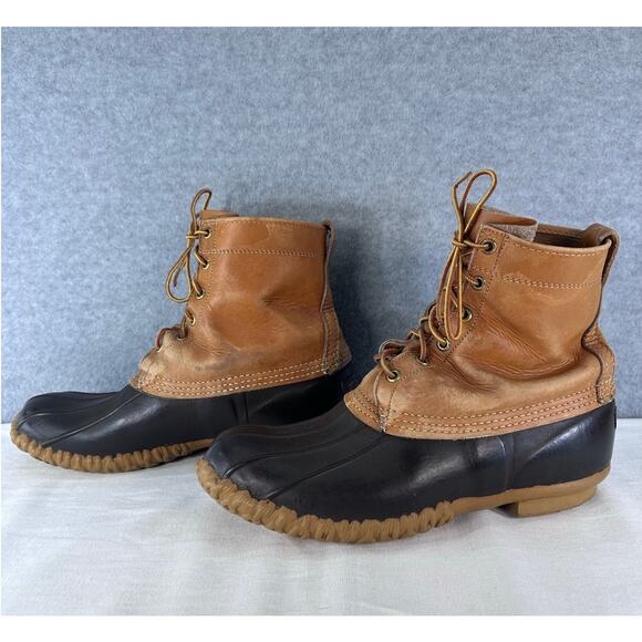 Vintage L.L. Bean Men's sz 10 Hunting Shoe Leather Lace Up Duck Boot Maine USA - Picture 2 of 13